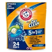 ARM & HAMMER Plus OxiClean Stain Fighters Laundry Detergent, 5-in-1 Power Paks, 24 Ct