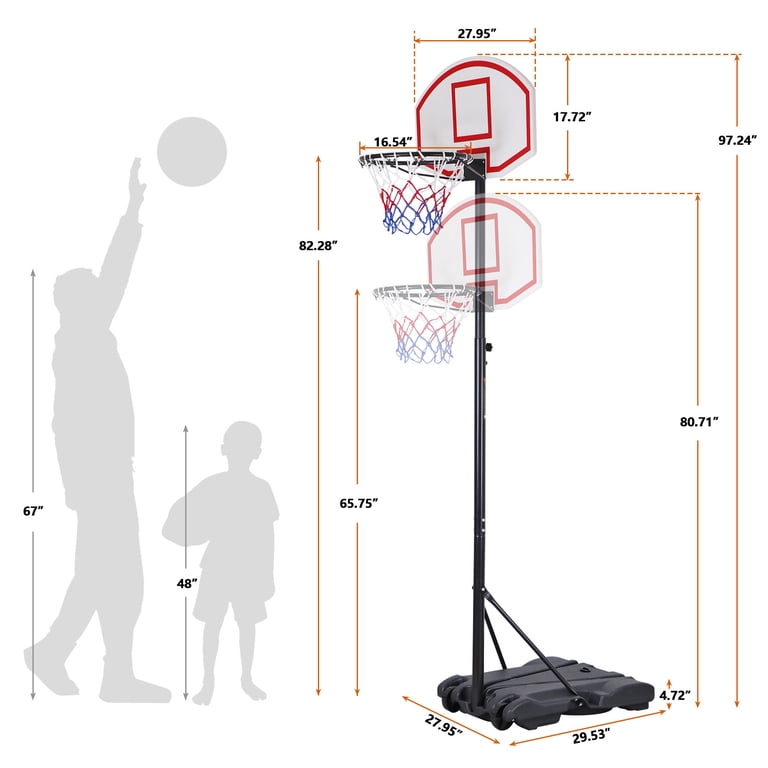 ZenSports Portable Kids Basketball Goal, 5.5-6.8ft Adjustable