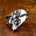 thumbnail image 3 of PAMTIER Men's Stainless Steel Hip Hop Tribe Forest Ferocious Wolf King Head Biker Ring Personality Vintage Punk Band Silver Black Tone Size 8, 3 of 6