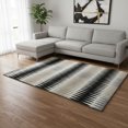 thumbnail image 2 of HomeRoots 668957 9 x 12 ft. Black Gray & Ivory Striped Transitional Washable Machine Made Rectangle Area Rug with UV Protection, 2 of 9