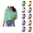 thumbnail image 1 of Chemises à Manches Longues Rayées pour Femmes 2026 Tendance à Boutons Col à Revers Blouse Chemise, 1 of 2