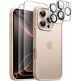 thumbnail image 1 of 5 in 1 Matte Case for iPhone 16 Pro Max 6.9-Inch with 2-Pack Each Tempered Glass Screen Protector and Camera Lens Protector, Translucent Back Shockproof Phone Cover (Black), 1 of 5
