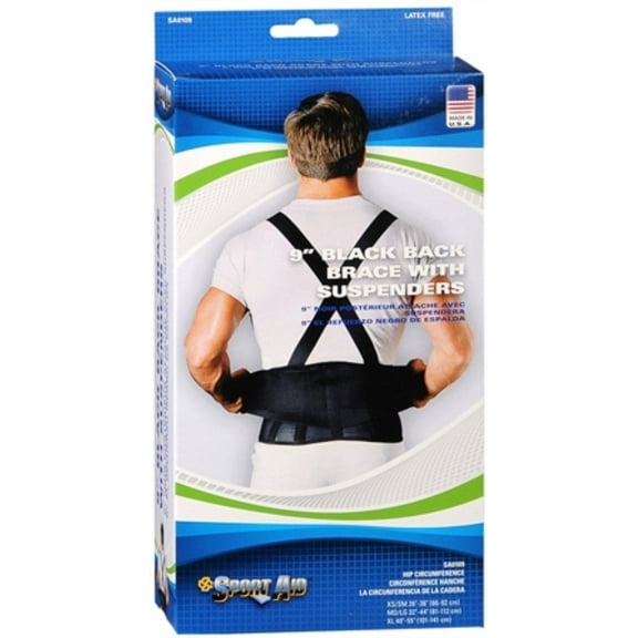 Sport Aid Back Brace with Suspenders, X-Large, Black [1 Each]