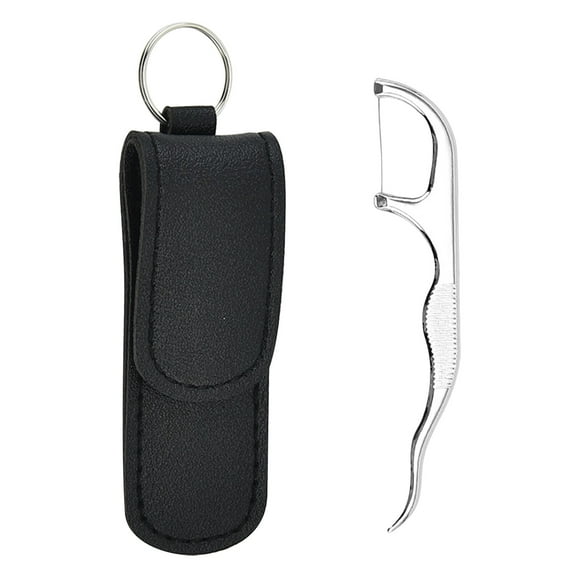 Fankiway Stainless Steel toothpicks Kit, Premium Teeth Cleaning tools, Reusable tooth Picks Set, Pocket Keychain Portable Metal toothpicks Holder for Travel Dental Floss Dentist Set for Adults