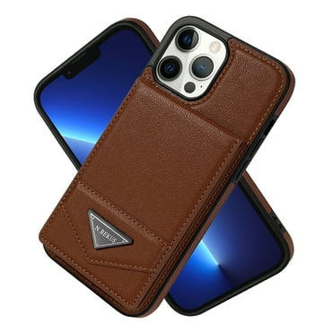 Feishell Luxury PU Leather Wallet Case for iPhone 12 Pro Max - Back Credit Card Slots RFID Blocking Kickstand Cover with Magnetic Button, TPU Shockproof Flip Case for iPhone 12 Pro Max,Brown