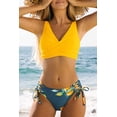 thumbnail image 5 of Conjunto de bikini con fruncido y torcedura para mujer, conjunto de bikini con cordones y estampado floral, traje de baño de 2 piezas, L JM, 5 of 5