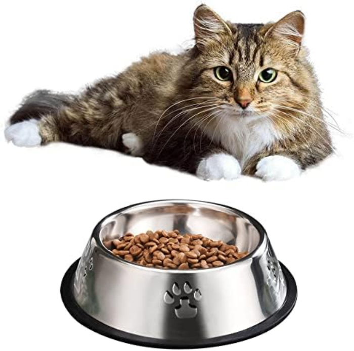 Kiibsot 2 Pack Stainless Steel Dog Bowls, Dog Feeding Dishes, Anti-Turn Over Pet Food Bowls with Rubber Base, Small Medium Large Pet Feeder for Food and Water