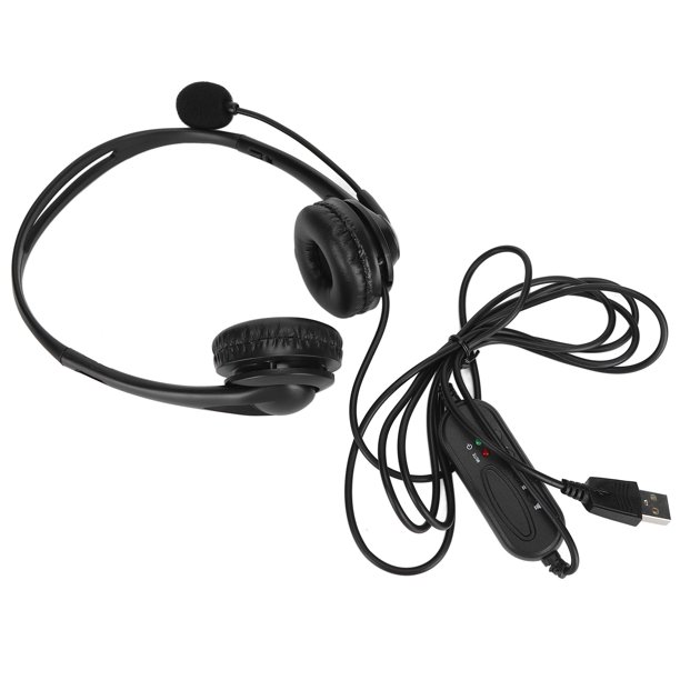 Auriculares binaurales con cable para PC, auriculares con manos