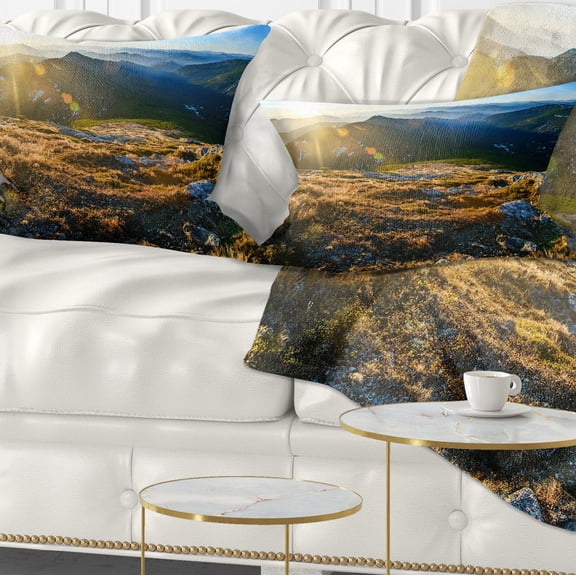 Designart Mountains Glowing in Sunlight - Landscape Printed Throw Pillow - 12x20