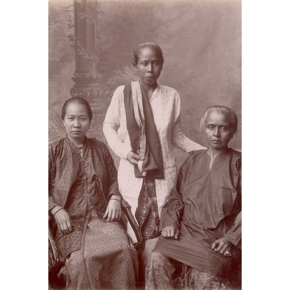 24x36 gallery poster, Chinese East Asian Malay Southeast Asian and Indian South Asian women in Singapore circa 1890