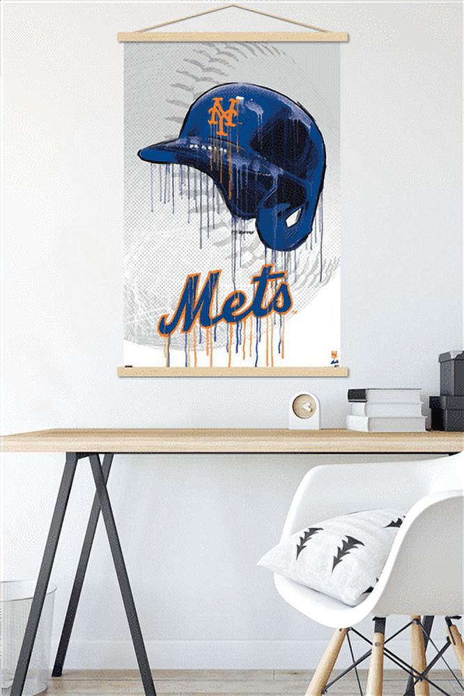 MLB New York Mets - Drip Helmet 22 Wall Poster with Magnetic Frame, 22.375" x 34"