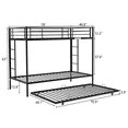 thumbnail image 4 of Tcbosik Bunk Bed with Trundle, Twin Over Twin Size Bed Frame with Side Ladders and Safety Guardrail, Heavy Duty Metal Slat Support, Easy Assembly, Black, 4 of 8