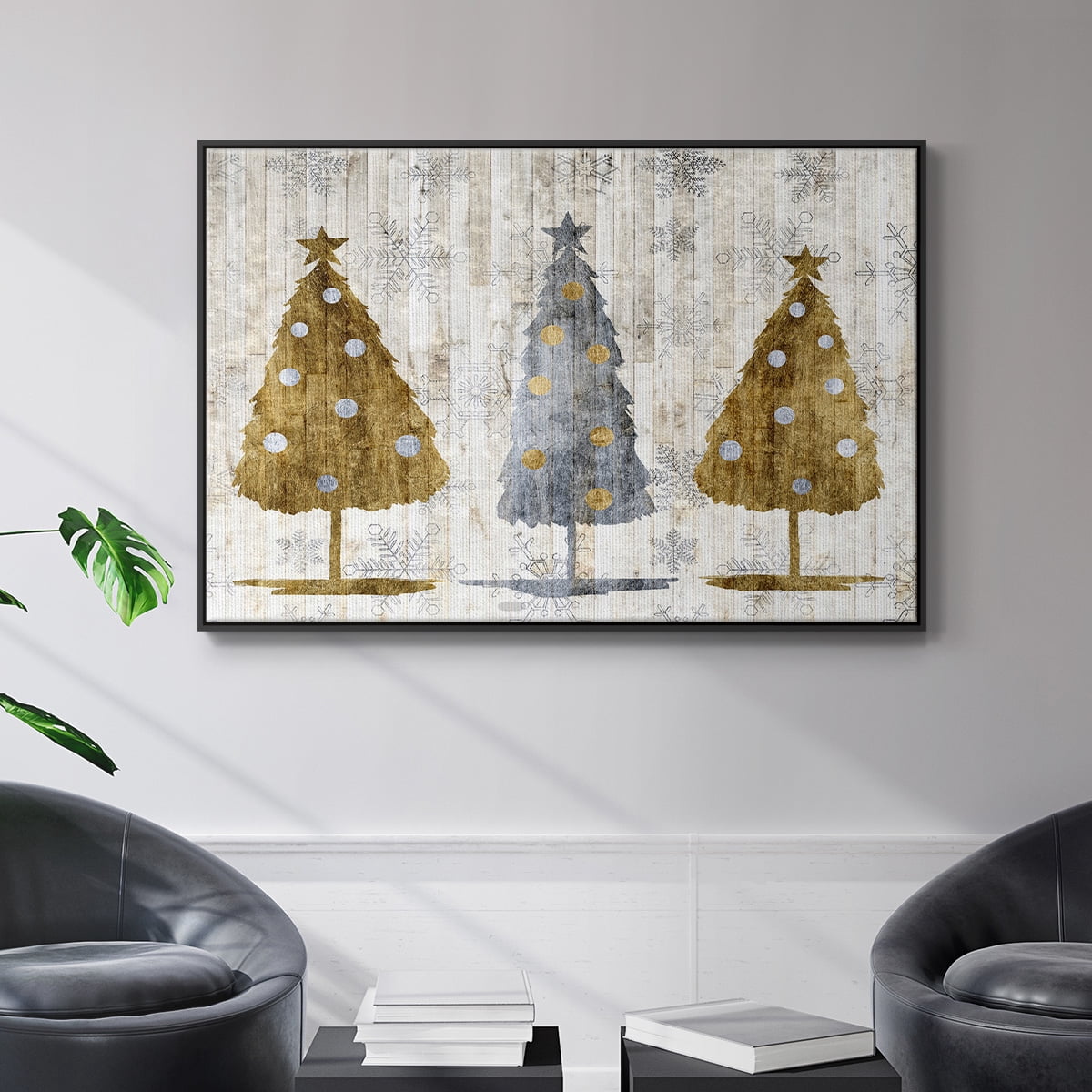Sophisticated Christmas Collection A - Framed Gallery Wrapped Holiday Canvas - 27 x 41 - Black Frame