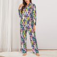 thumbnail image 2 of Vsdgher Llamas Colorful Pajamas Set Long Sleeve Sleepwear Womens Button Down Nightwear Pj Sets-Small, 2 of 7