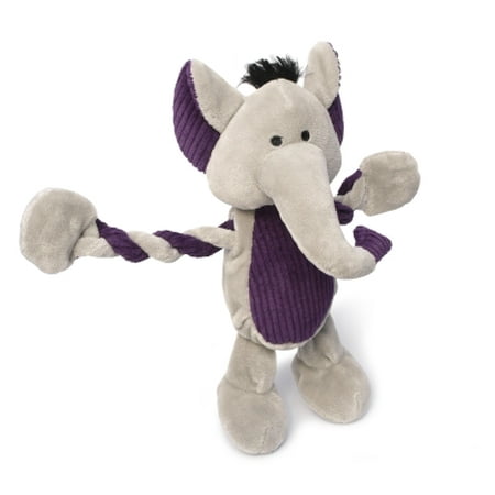 Charming Pet Pulleez Plush Squeaker Elephant Dog Toy, Gray/Purple, 11