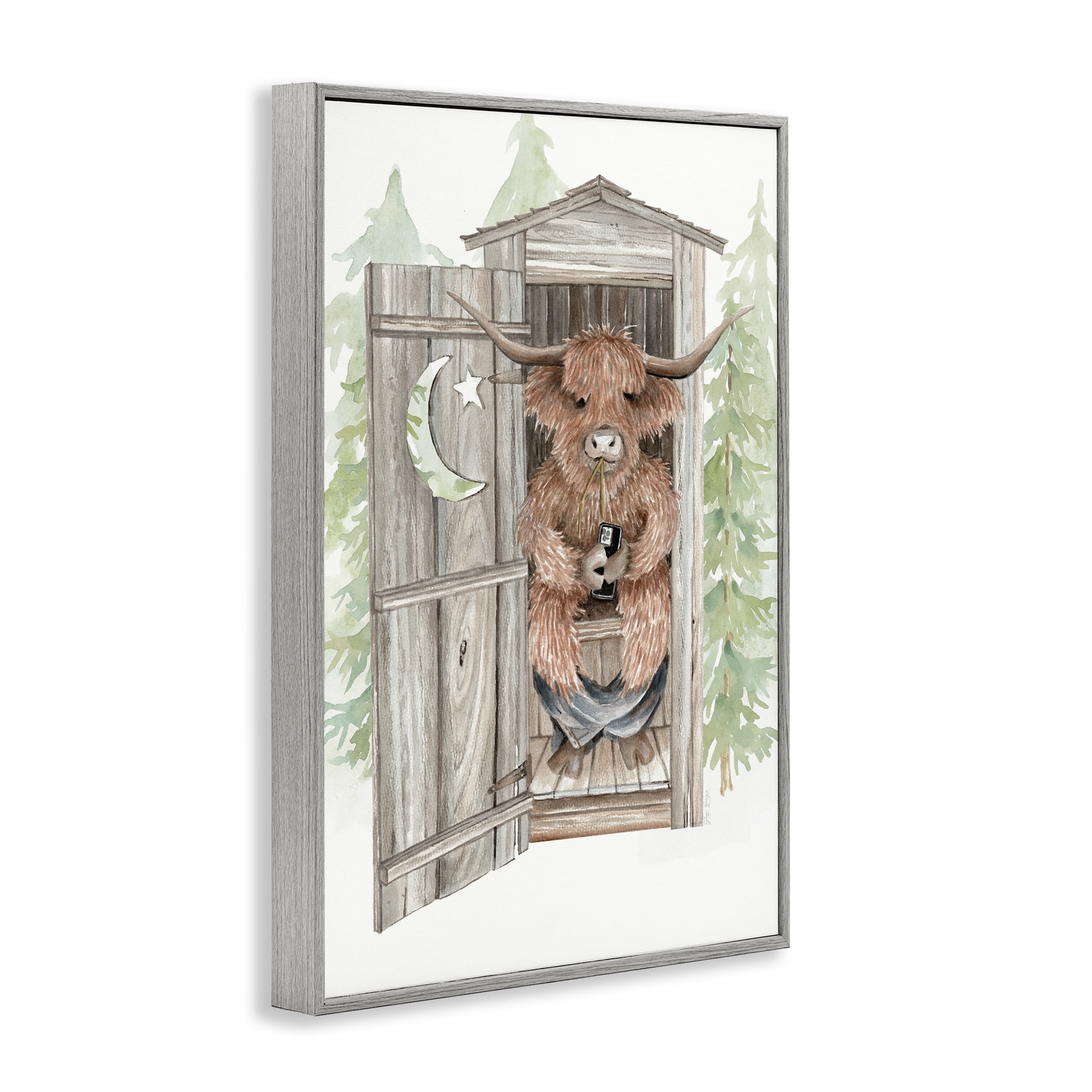 Stupell Industries Lost In Scroll Outhouse Gray Framed Giclee Art, design by Cindy Jacobs