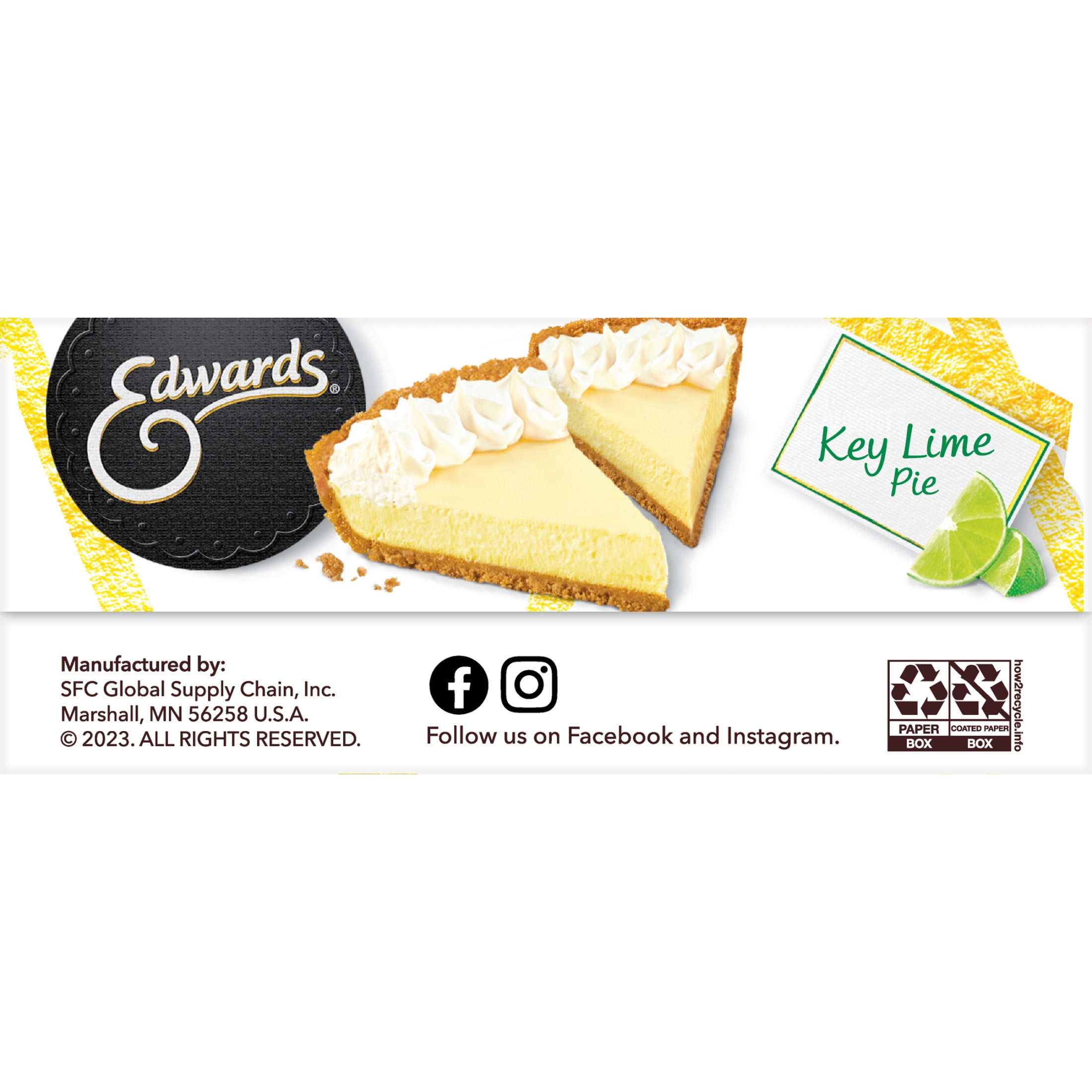 Edwards Singles Desserts Frozen Key Lime Pie Slices, 6.5 oz 2 Pack