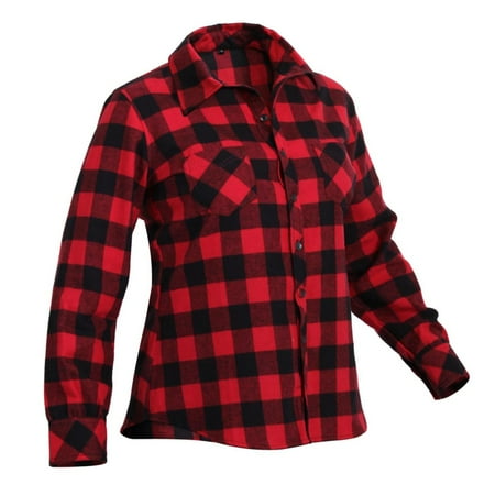 Womens Plaid Flannel Shirt, Red Plaid