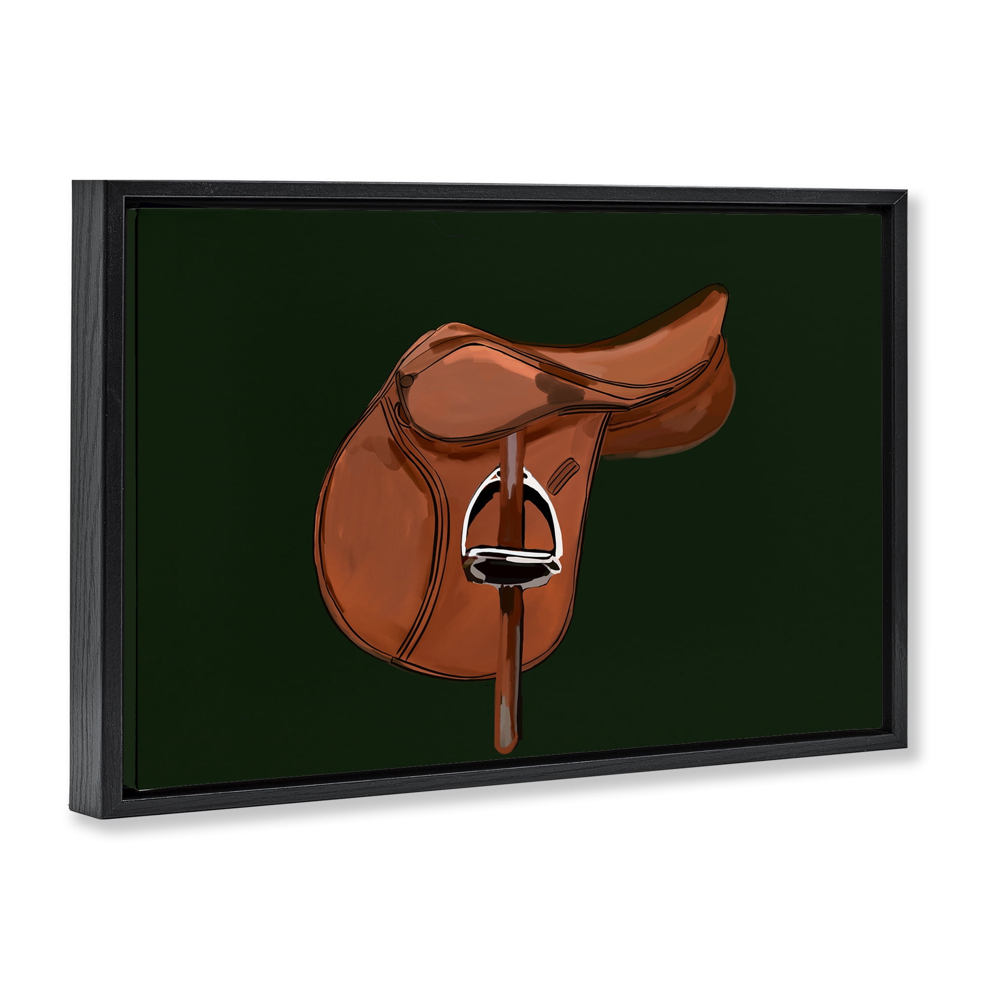 Stupell Industries Brown Horse Saddle Abstract Painting Black Floater Framed Canvas Art Print Wall Art, 31 x 21