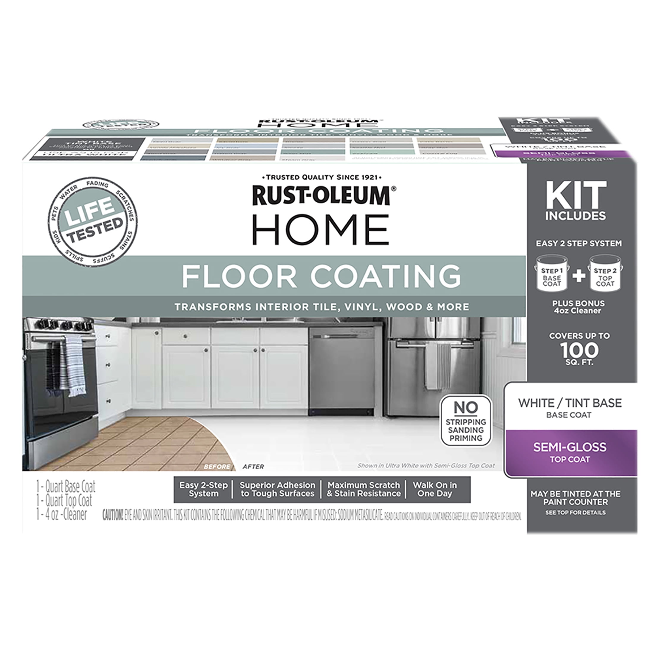 Rust-Oleum Home Semi-Gloss Aged Gray Interior Floor Coating Kit-363703T, Quart