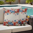 thumbnail image 4 of 4th of July Outdoor Waterproof Pillow Covers, Red Blue Independence Day Floral Star Rustic Decorative Square Throw Pillowcase Sofa Cushion Sham for Patio/Couch/Chair, 24"x24" 2 Pack, 4 of 8