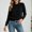 Black, variant on Solid Color Sweater Women's Crewneck Knit Sweater Long Sleeve Solid Color Pullover Top