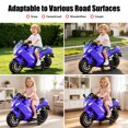 thumbnail image 5 of Xuanlur 24V Electric Motorcycle for Kids, Kids Motorcycle with Training Wheels, LED Light Up Wheels, Dual 390 Motors, Speed Up to 7 mph, Bluetooth Music, Ride On Toy for Kids 3-8 Years Old, Purple, 5 of 8
