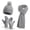Gray, variant on Men’s 3‑Piece Winter Knit Accessory Set, Pom‑pom Beanie Hat, Scarf and Gloves Kit, Stretch Warm Knitted Set for Cold Weather Outdoor Wear