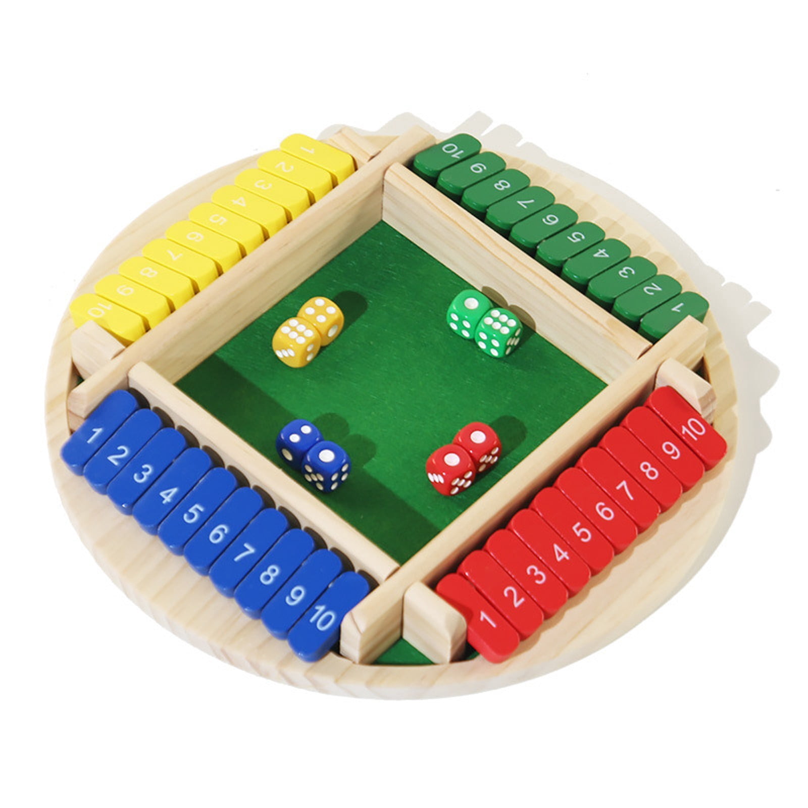 Shut The Box Dice Game for 2-4 Players - Wooden Tabletop Math Strategy Board Game with Instructions for Family Christmas Party Entertainment