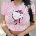 thumbnail image 1 of T-shirt d'Été à Manches Courtes pour Femmes Hello Kitty Col Rond Imprimé Hauts Courts Ultra-Courts Sexy Dames Mode Simple T-shirts, 1 of 5