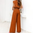 thumbnail image 5 of Women 2 Piece Outfits V Neck Sleeveless Tank Crop Top and High Waist Trousers Going Out Summer Loose Wide Leg Pants Casual Elegant Party Costumes Lounge Sets, 5 of 7
