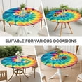 thumbnail image 7 of Colorful Rainbow Tie Dye Spiral Pattern Round Fitted Tablecloth with Elastic Edge,Dining Table Cover Waterproof,Outdoor Round Tablecloth for Camping,Dining,Indoor and Outdoor, 7 of 7