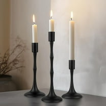 KAMUGO Candle Holders ,Taper Candlestick Holder for Christmas Halloween Decor Set of 3,Black Candelabra for Wedding Dining Home Decorative