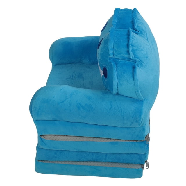 Adorable Cartoon Animal Shape, Kindergarten Reading Lady Sofa Blue for Reading, TV Watching, Resting, Foldable with Convenient Storage, Ideal for School, Home