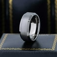 thumbnail image 4 of Beveled Gunmetal Tungsten Ring - Mens Tungsten Carbide Wedding Band - 8mm Anniversary Band JATN617Ns11.5, 4 of 6