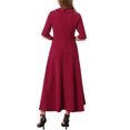 thumbnail image 3 of INSPIRE CHIC Women's Formal Dress Vintage Collared Half Sleeve Church Evening A-Line Dresses L Burgundy, 3 of 6