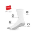 thumbnail image 2 of Hanes Crew Socks 6-Pairs Double Tough Men's Big & Tall Cushioned FreshIQ White sizes 12-14, 2 of 4