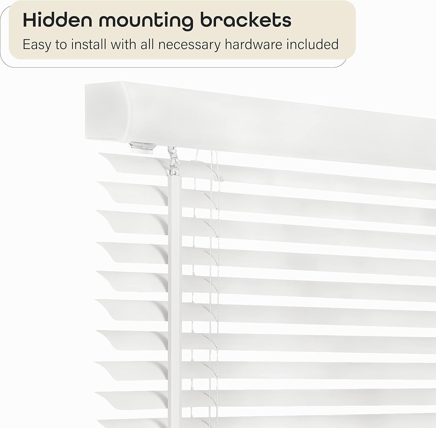 LOTUS & WINDOWARE Cordless Mini Blind, 1" Vinyl Slats, 35" Wide x 64" Long - White, Window Blinds for Home and Office, Interior Door Blinds - Light Filtering