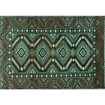 Ahgly Company Machine Washable Indoor Rectangle Persian Turquoise Blue Traditional Area Rugs, 5' x 7'