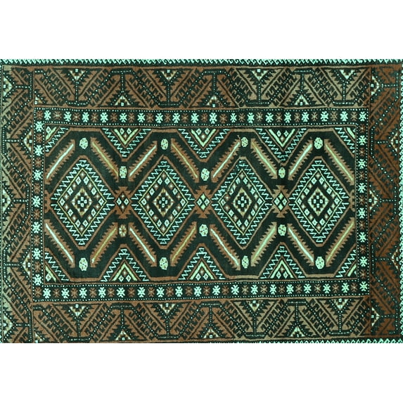 Ahgly Company Indoor Rectangle Persian Turquoise Blue Traditional Area Rugs, 4' x 6'