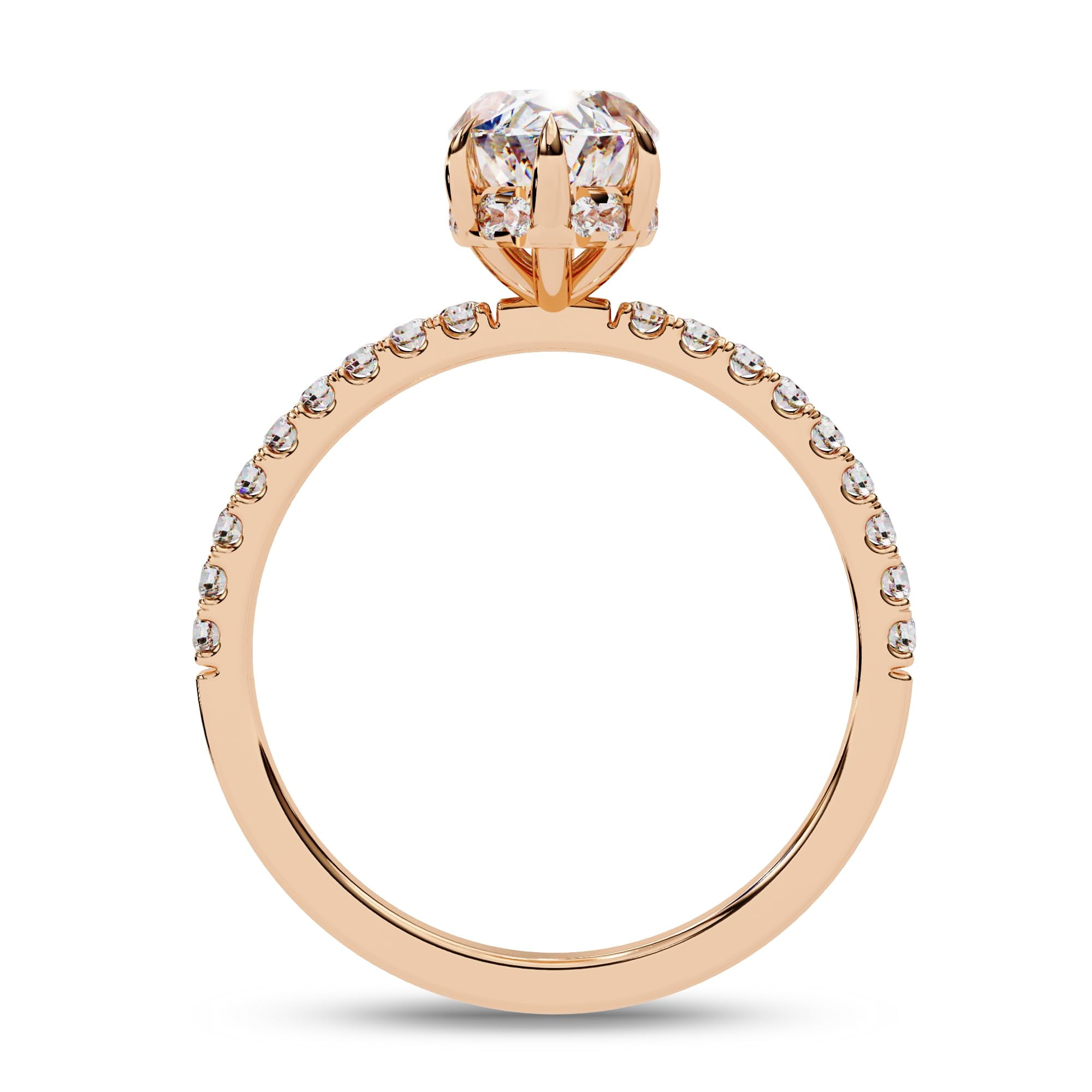AFFY Hidden Halo Solitaire Engagement Ring for Women Center 12x6mm Marquise and Round Cut Lab Created Moissanite Ring Jewelry Gift for Her In 10K Solid Rose Gold Size-10