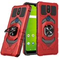 thumbnail image 1 of Kaleidio Case For Cricket Icon 3, Cricket Splendor, AT&T Motivate 2 (2021) [Robotic Hybrid] Rugged Shockproof [Ring Stand] Magnetic Armor Impact Cover [Red/Black], 1 of 3