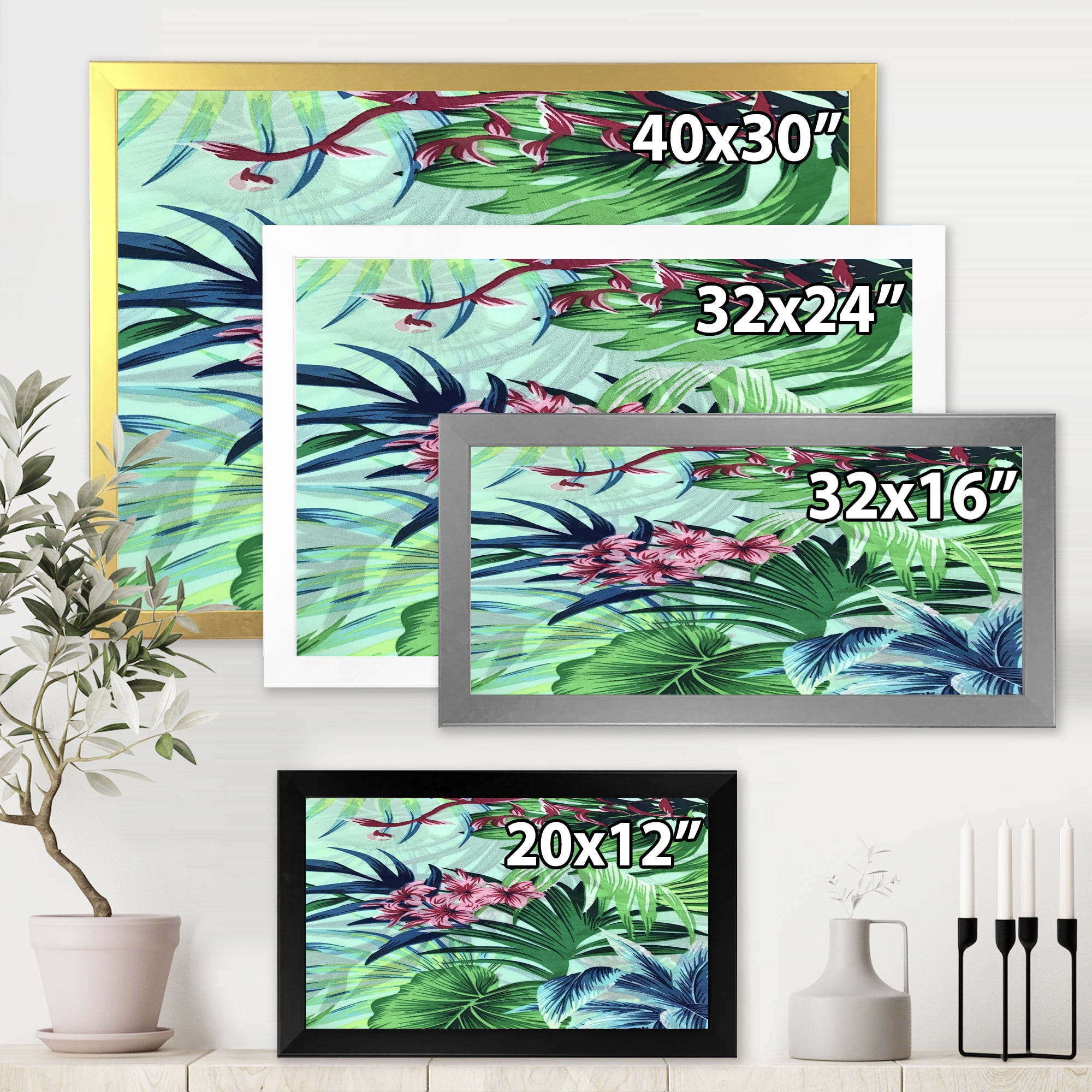 Designart 'VIntage Tropical Flowers VI' Traditional Framed Art Print