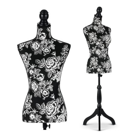 iKayaa Female Mannequin Torso Dress Form with Wood Tripod Stand Pinnable Size 34" 26" 35"