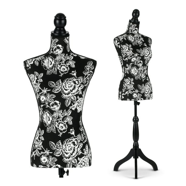 iKayaa Female Mannequin Torso Dress Form with Wood Tripod Stand