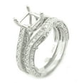 thumbnail image 1 of 14K White Gold Semi Mount Bridal Set Rings Setting 1/2ctw Antique Style Fits 6mm Princess Center (i2/i3, i/j), 1 of 2