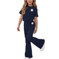 thumbnail image 2 of Mooqilaa Girls Outfit Sets Short Sleeve, 2 Piece Summer Casual Girls Clothing Sets Navy Size 14-15 T, 2 of 5