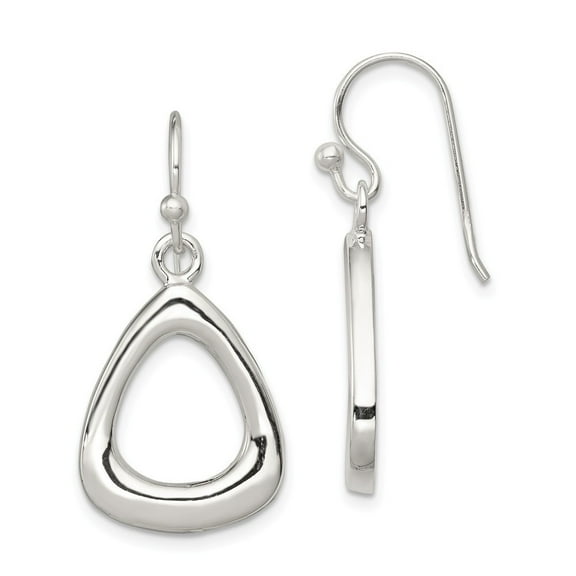 Sterling Silver Polished Triangular Shaped Dangle Earrings - 4.4 Grams - Measures 33x15mm Wide