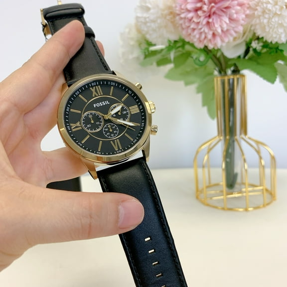 Fossil BQ2823 Flynn Chronograph Black Leather Watch