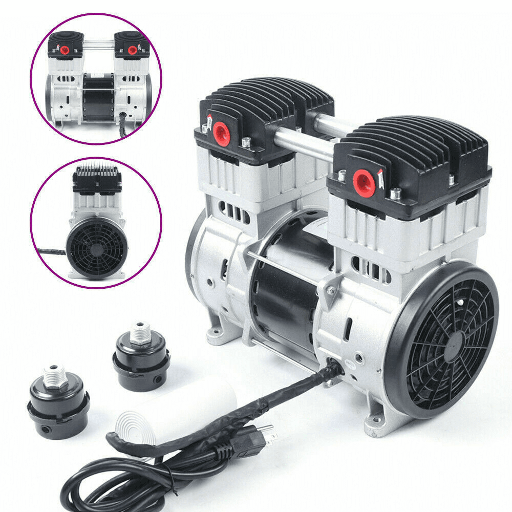 Oil-Free Silent Vacuum Piston High Flow Air Pump Small Diaphragm Mute Pump 5A 200L / Min- 2A100L/ Min 110V (110V 1100W)